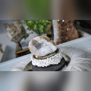 Moroccan Chalcedony Quartz Crystal Cluster Geode